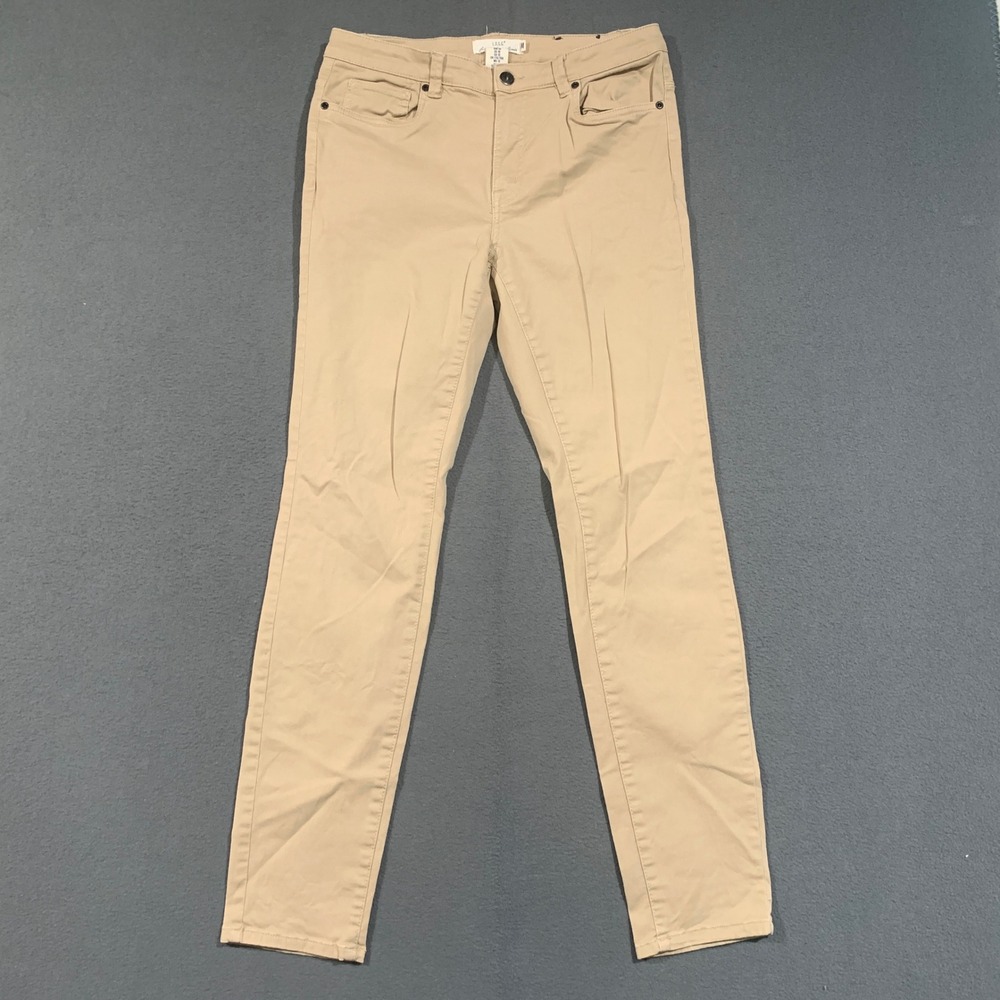 H&M L.O.G.G. Skinny Chino Pants Women Size 10 Tan Beige Stretch Casual Basic